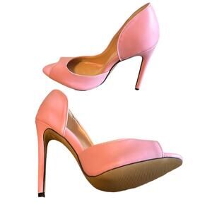 Bubblegum Pink Faux Leather Peep Toe 5” Heels